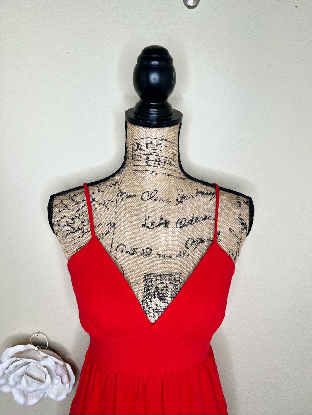 NTM: Morceau Los Angeles Red Linen Blend Tiered Mini Dress Smocked Back M - Picture 4 of 16